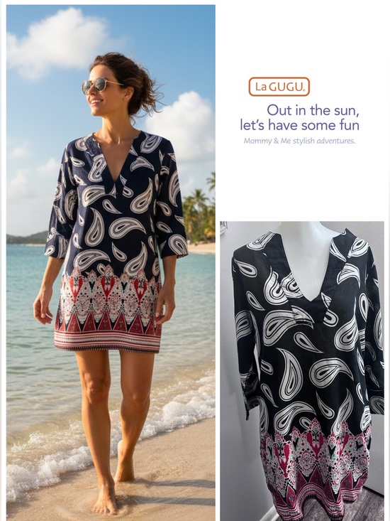 La Gu Gu Other - 🏝️👙 La GuGu Shop Paisley Medallion Border Tunic Swim Dress Medium🌴🌊